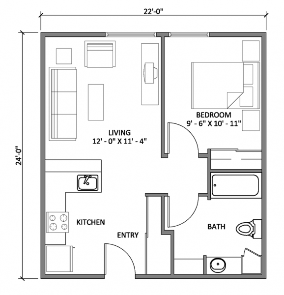 Typical Accessible One - Bedroom Apartment